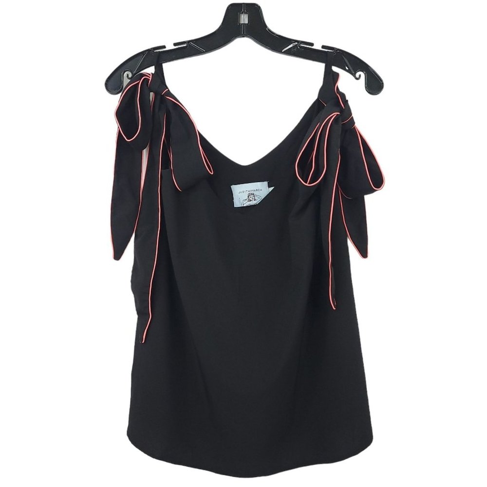 Judith March Tank Top Womens Size S Sleeveless Pink Black Bows Lined